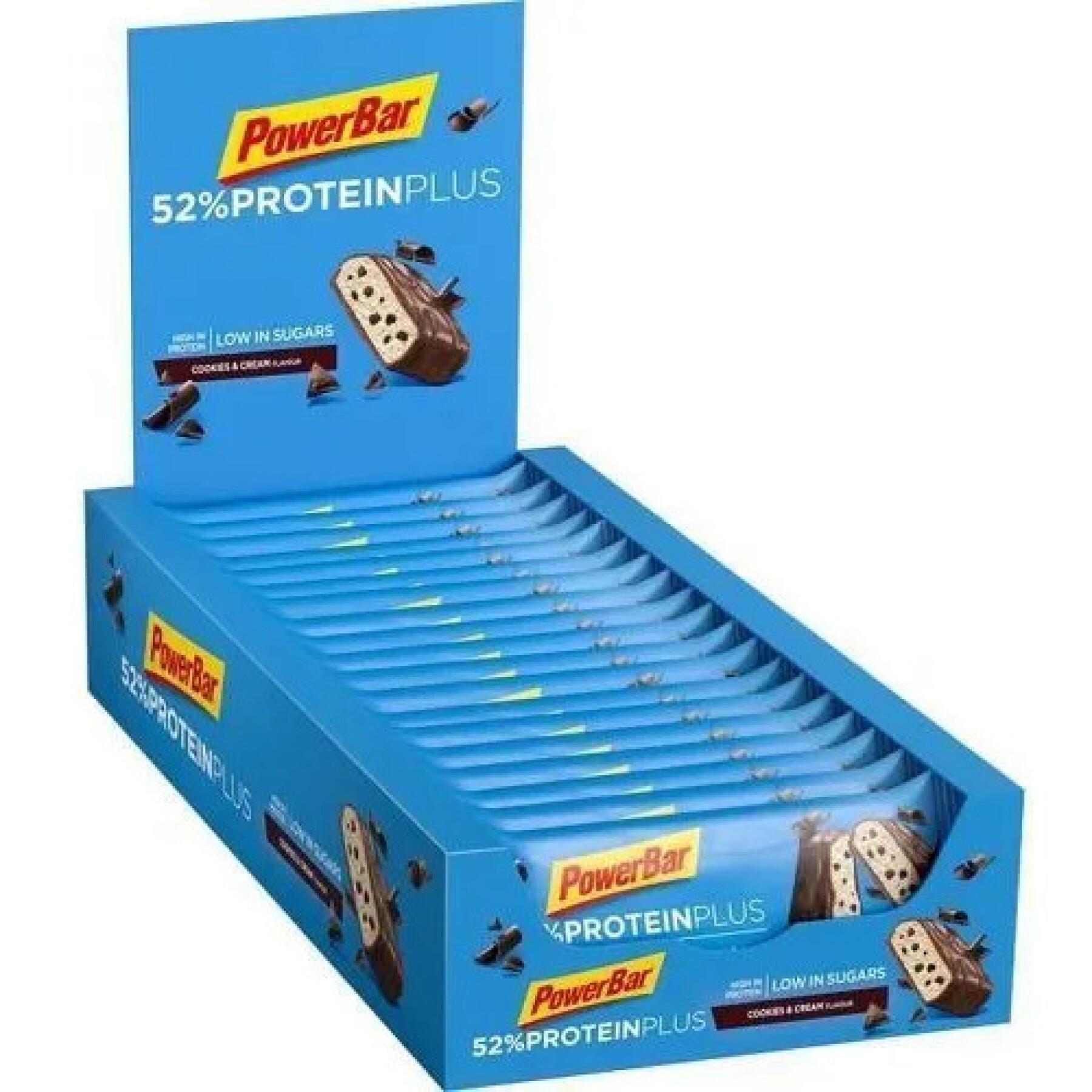Opakowanie 20 batonów PowerBar 52% ProteinPlus Low Sugar Cookies & Cream